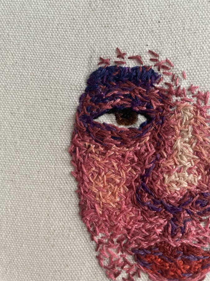 My Unfinished Face, Merium Qureshi, Grade 10, Embroidery.