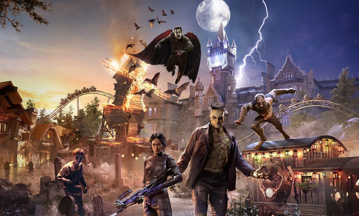 (Above) This conceptual art illustration sums up the entire context of Dark Universe, and it
captures the essence of the land as a whole. The thrill, the lighting, the monsters, the flaming
windmill, and the dark energy add previews to the Halloween Horror Nights-like environment.
The Halloween feeling will now be able to be felt all year round and for everyone who does not
get to make it to Halloween Horror Nights.