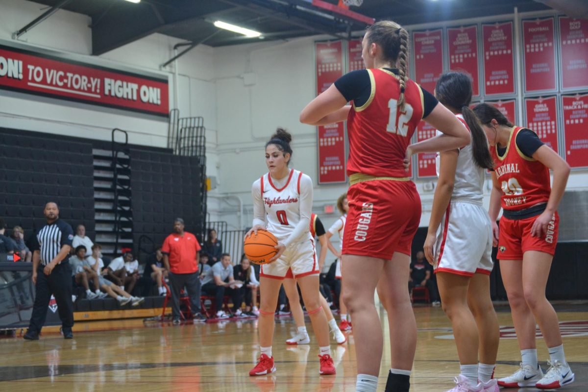 (Above) Eadyn Rivera, grade 10, worked on practicing her free throws during the offseason and quickly has become one of the teams best free throw shooters. Making Eadyn more of an offensive weapon with many teams having to foul her to prevent her from making her three point shots, and tough layups in the paint. As one of the leaders on the team Eadyn also makes sure her team is prepared to grab the rebound and set up a new offensive play.  