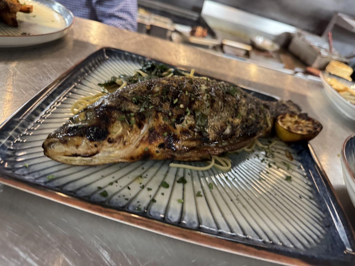 (Above) One dish named Branzino is a whole fish that is either fried or grilled. It is a European Sea Bass rubbed in Greek spices and overall tastes amazing. The fish is sourced locally from various fish markets to ensure that they are always served fresh. Many describe the taste as flaky and also slightly sweet. 