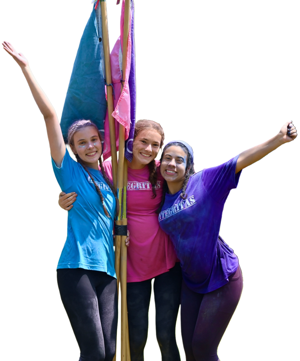 (Above) On the last day, the platoons unite into one big group completing the week, just like Nicole DeMartino, grade 12, Addison Smith, grade 12, Juli Rosario-Mendez, grade 12.