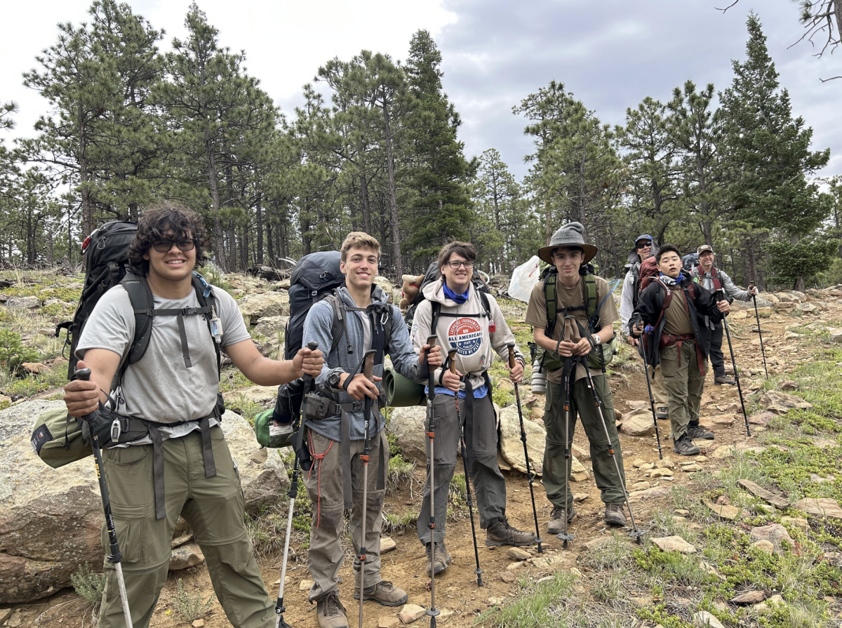 (Above) The Scouts of LHP: Kanaan Walsh, Jack Lovejoy, Zane Rimes, Jorge Cadena, Adam Wayne, along side Mr. Jack Lovejoy and Mr. Declan Walsh, were at Philmount Scout Ranch where they participated in high adventure activities such as hiking, camping, and restoring trails.