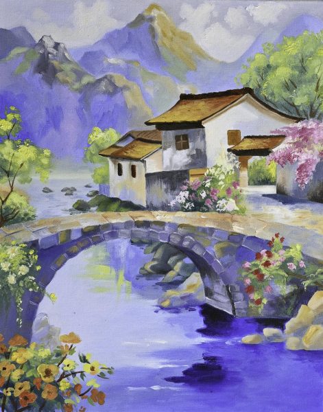 (Above) View from the Mountain, Annabelle Kwok, Grade 12, Oil painting.