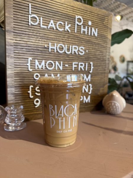 (Above) Black Phin Coffee Bar’s signature coffee drink is the Cà Phê Sũa Dá, which translates to, “Vietnamese Coffee.” What makes Vietnamese coffee different from typical coffee is that it comes with sweetened condensed milk instead of regular milk, and they use a phin drip method. This is a traditional Vietnamese way of brewing coffee. They offer cold foams with Asian flavors such as ube, egg foam, Pandan, sea salt, and coconut to add flavor to their drinks.